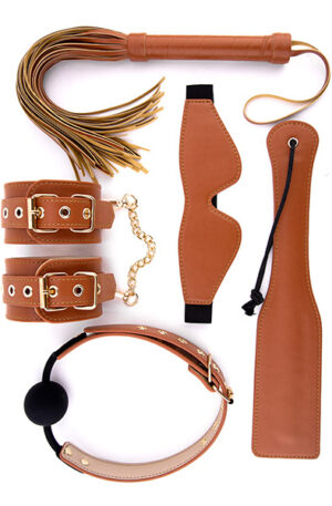 BDSM Set Cognac Vegan Leather - Bondage paket 0