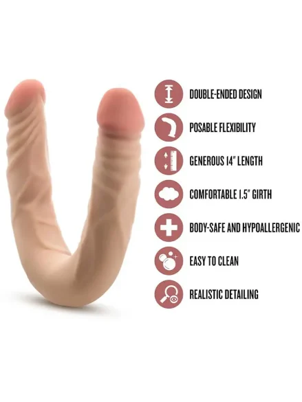 Posable Double Dong Beige 35,5 cm - Dubbeldildo 0