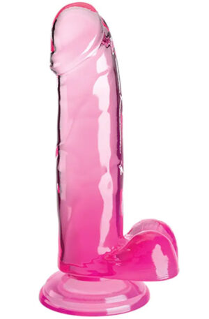 King Cock Clear With Balls Pink 18 cm - Dildo 0