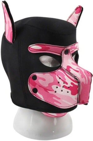 Neoprene Dog On Mask Black-Camouflage Pink - BDSM mask 0