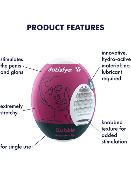 Satisfyer Masturbator Egg Bubble 3-pcs - Onaniägg 0