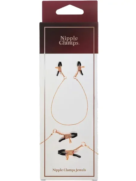 Virgite Nipple Clamps With Chain Gold - Bröstvårtsklämmor med kedja 0