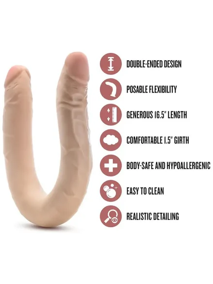 Posable Double Dong Beige 42 cm - Dubbeldildo 0