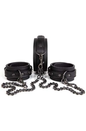 Dark Desire Collar With Ankle Cuffs - Halsband & Fotbojor 0