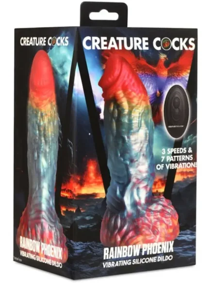 Rainbow Phoenix Vibrating Dildo 17,3 cm - Dragon dildo 0