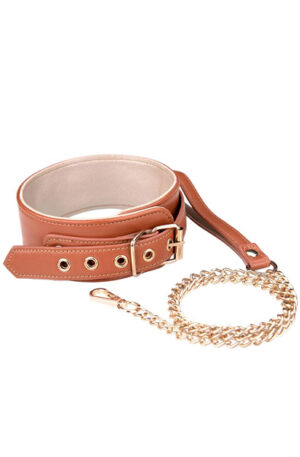 Blaze Elite Collar & Chain Cognac Vegan Leather - Halsband & koppel 0