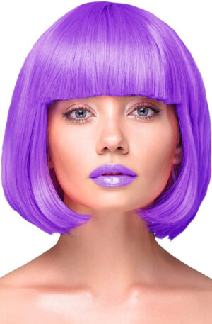 Party Wig Short Straight Hair Purple - Peruk 0