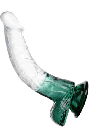 Crystal Pleasures Dual Color Curved Green 18 cm - Dildo med sugpropp 0