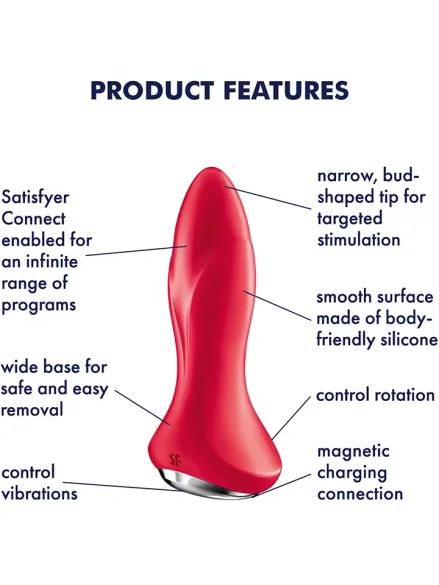 Satisfyer Rotator Plug 1+ Anal Vibrator Red - Analplugg med vibrator 0