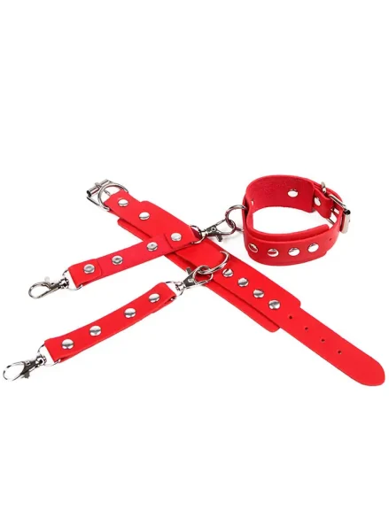 Handcuffs With Bondage Belt Red One Size - Handbojor & Lår set 5