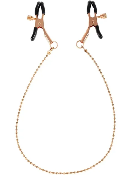 Virgite Nipple Clamps With Chain Gold - Bröstvårtsklämmor med kedja 0