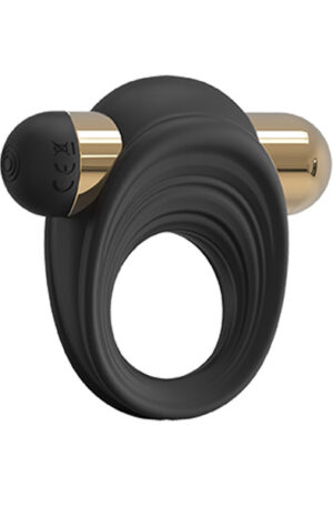 Vibrating C-Ring Black & Gold - Penisring med vibrator 0