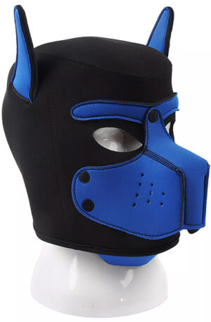 Neoprene Dog On Mask Black-Blue - BDSM mask 0