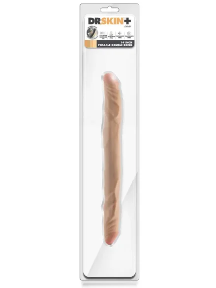 Posable Double Dong Beige 35,5 cm - Dubbeldildo 0