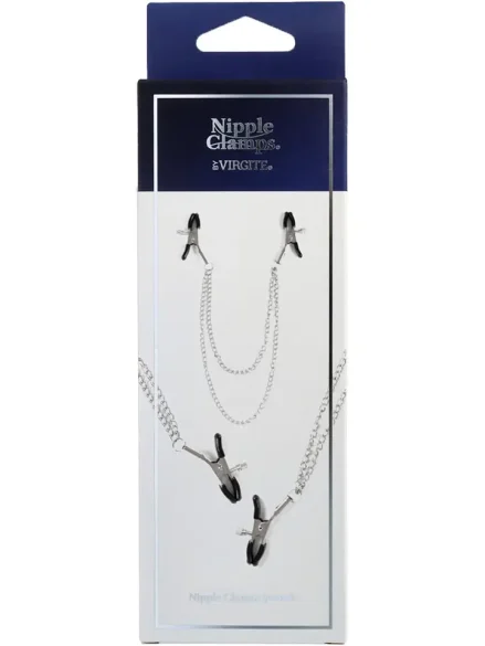 Virgite Nipple Clamps With Double Chain - Bröstklämmor med kedja 0