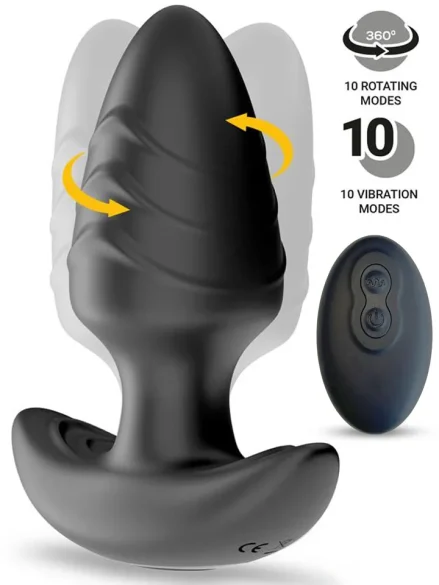 Frank Rotating & Vibrating Anal Plug With Remote - Analplugg med vibrator 0