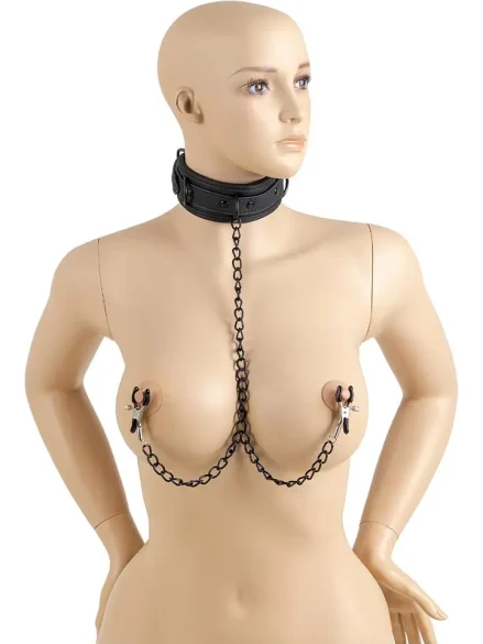 Virgite Collar With Nipples Clamps - Halsband med bröstklämmor 0