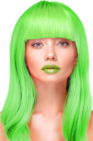 Party Wig Long Straight Hair Neon Green - Peruk 0
