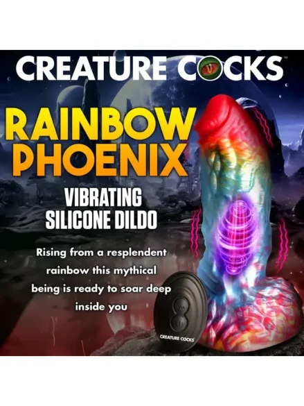 Rainbow Phoenix Vibrating Dildo 17,3 cm - Dragon dildo 0